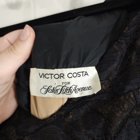 Victor Costa Womens Dress Vtg Black Lace Corset 80s Gothic Prom Puff Gown Size 4 - Picture 5 of 13